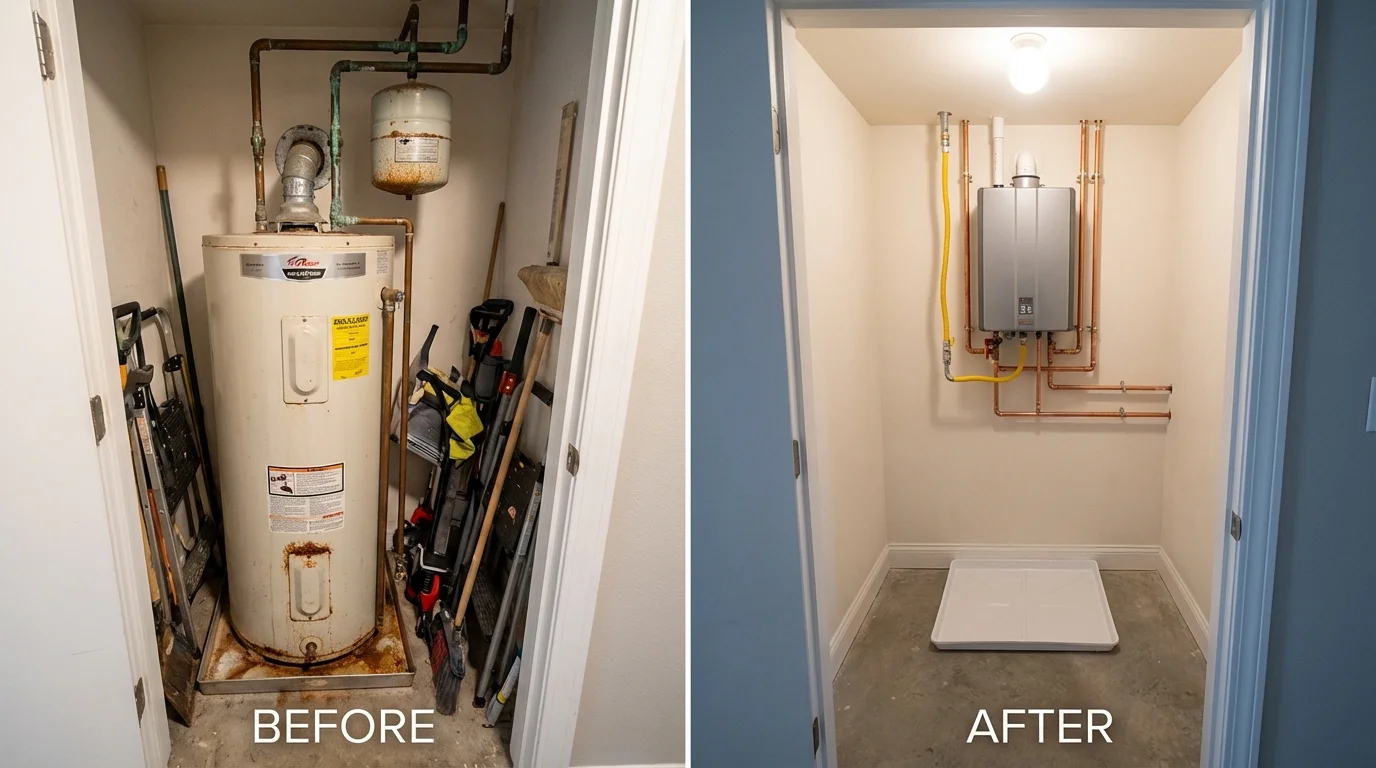 Tank water heater versus wall-mounted tankless unit comparison for Bethany, MO homeowners